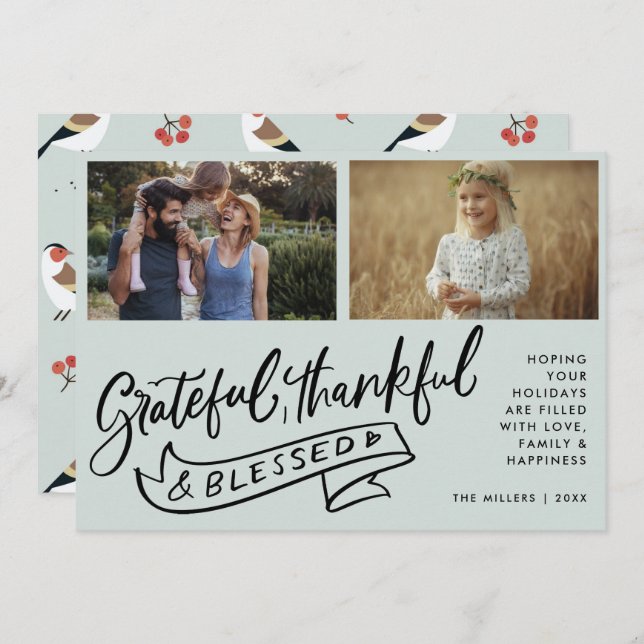 Blessed Two Photo Family Christmas (Front/Back)