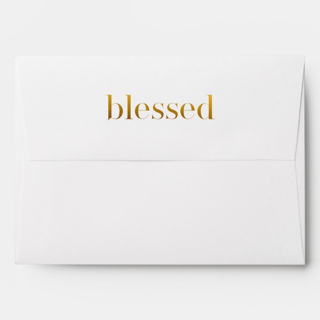 Blessed Typography with Botanical Print Holiday Envelope (Back (Top Flap))