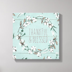 Blessed VI Mint   Thankful & Blessed Canvas Print