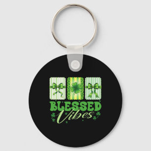 Blessed Vibes St Patricks Day Cute Shamrock For Wo Key Ring