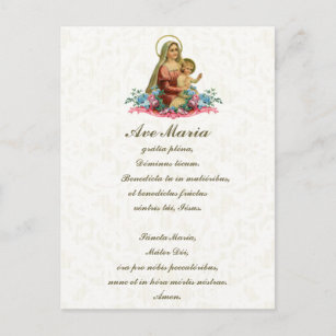 Blessed Virgin Hail Mary Jesus Latin Vintage Postcard