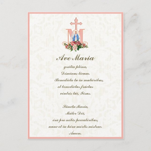 Blessed Virgin Hail Mary Jesus Latin Vintage Postcard (Front)