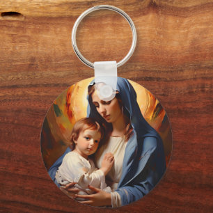 Blessed Virgin Mary and Baby Jesus Key Ring