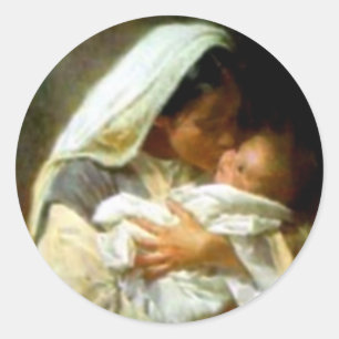 Blessed Virgin Mary and Infant Child Jesus Classic Round Sticker