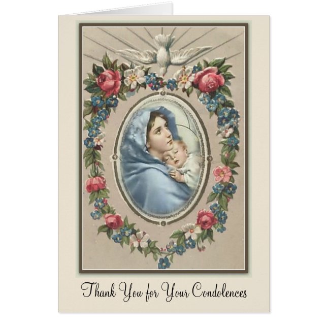 Blessed Virgin Mary  Catholic Condolence Thank You (Front)