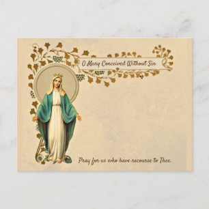 Blessed Virgin Mary Catholic Prayer Religious Holiday Postcard