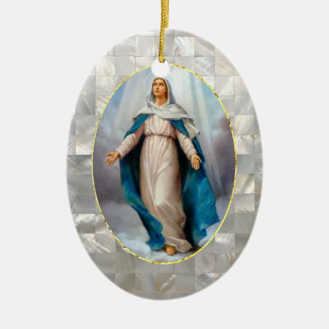Blessed Virgin Mary Ceramic Tree Decoration (Front)