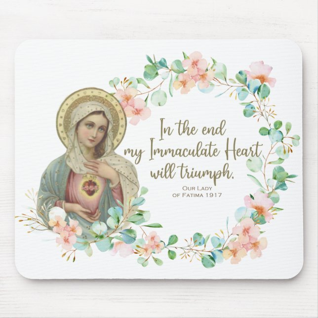 Blessed Virgin Mary Fatima Religious Catholic Mouse Pad (Front)