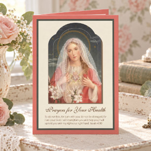 Blessed Virgin Mary Floral Scripture Vintage Card