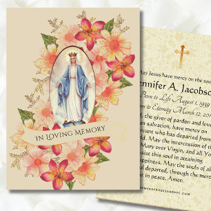 Blessed Virgin Mary Funeral Memorial Holy Card