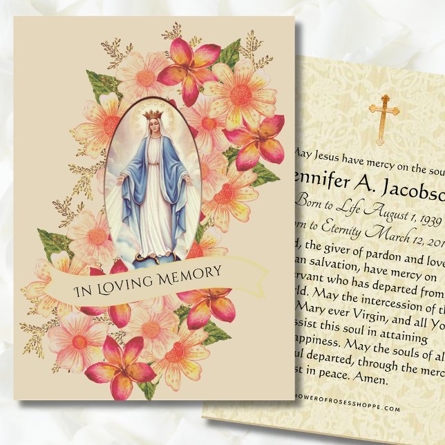 Blessed Virgin Mary  Funeral Memorial Holy Card (Creator Uploaded)