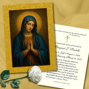 Blessed Virgin Mary Funeral Prayer Memorial - Business Card