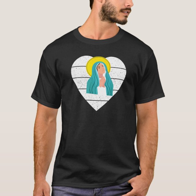 Blessed Virgin Mary Holy Rosary Devout Catholic    T-Shirt (Front)