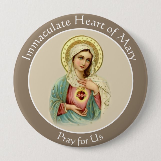 Blessed Virgin Mary Immaculate Heart Catholic 10 Cm Round Badge (Front)