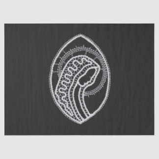 Blessed Virgin Mary in Lace on Black Velvet Tissue Paper