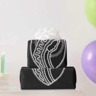 Blessed Virgin Mary in Lace on Black Velvet Wrapping Paper