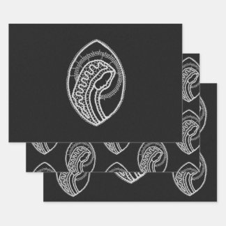 Blessed Virgin Mary in Lace on Black Velvet Wrapping Paper Sheet