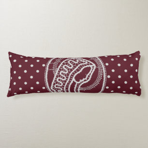 Blessed Virgin Mary in White Lace on Burgundy Body Cushion