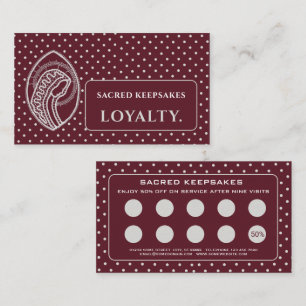 Blessed Virgin Mary in White Lace on Burgundy Loyalty Card
