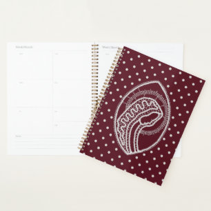 Blessed Virgin Mary in White Lace on Burgundy Planner
