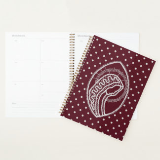 Blessed Virgin Mary in White Lace on Burgundy Planner
