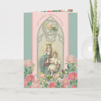 Blessed Virgin Mary Jesus Catholic Vintage Floral