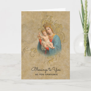 Blessed Virgin Mary Jesus Graduation Commencement Card