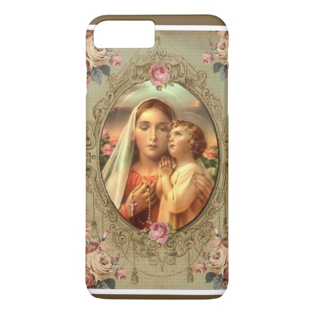 Blessed Virgin Mary Jesus Holy Rosary Catholic Case-Mate iPhone Case (Back)