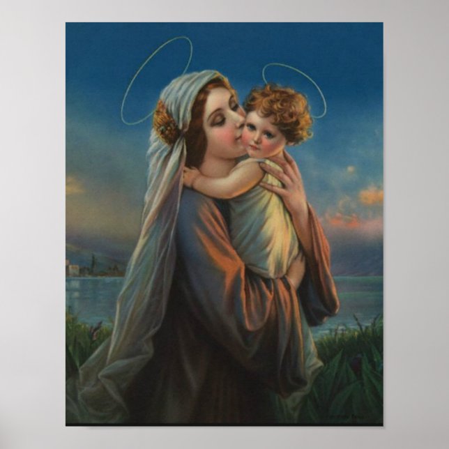 Blessed Virgin Mary Madonna with Child Jesus Poster (Front)