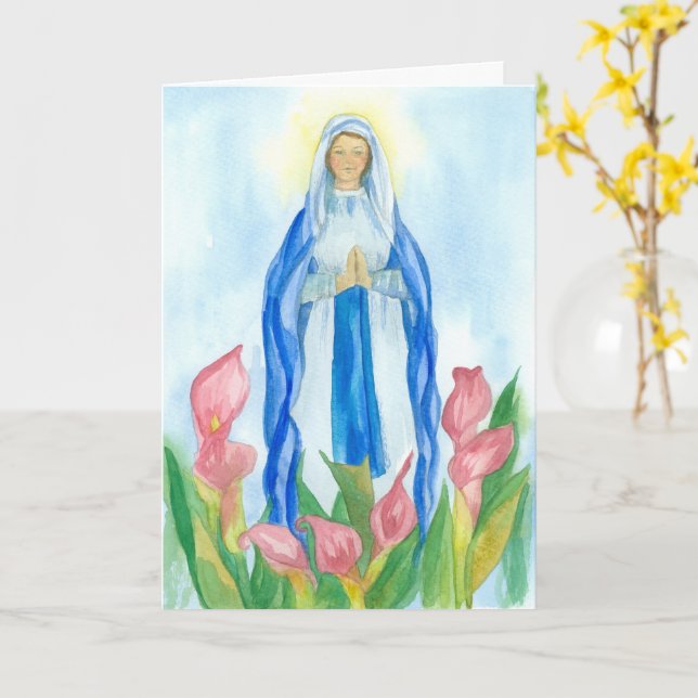 Blessed Virgin Mary Mother May Devotion Card (Yellow Flower)