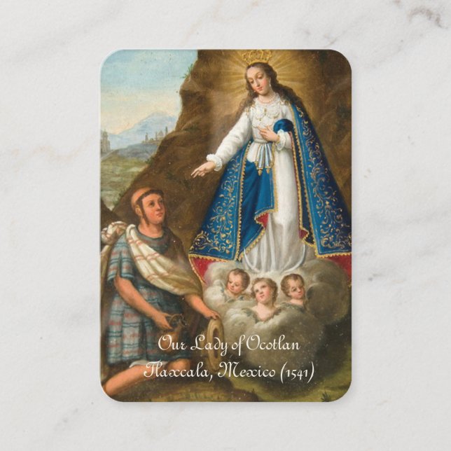 Blessed Virgin Mary Ocotlan Catholic Prayer Place Card (Front)