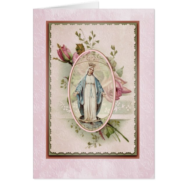 Blessed Virgin Mary Pink Roses Religioius (Front)
