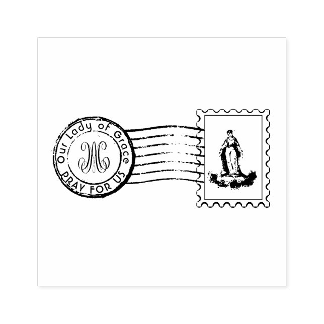 Blessed Virgin Mary Postal Catholic Religious Rubber Stamp (Imprint)