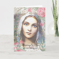 Blessed Virgin Mary Religious Floral Graduation