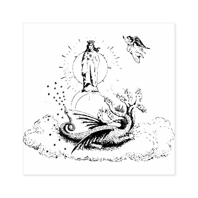 Blessed Virgin Mary Scripture Revelation Rubber Stamp (Imprint)