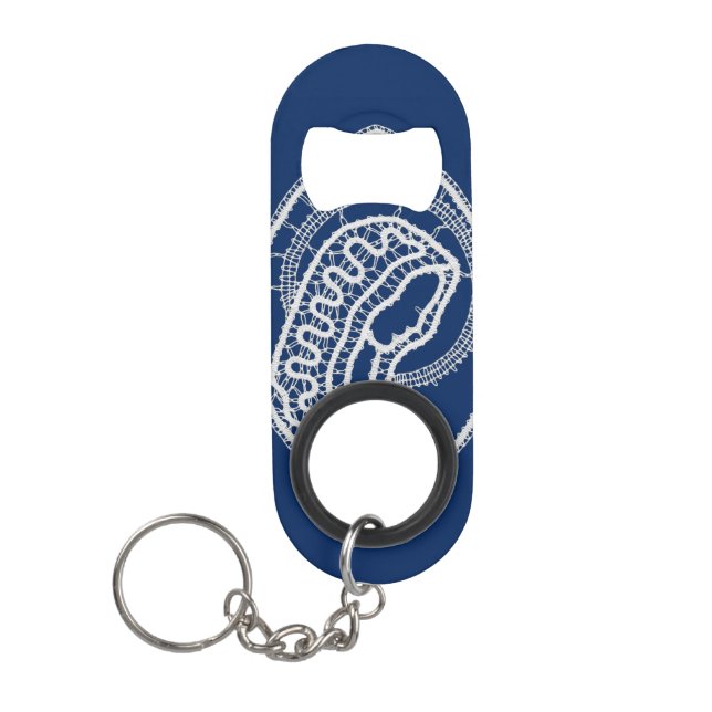 Blessed Virgin Mary, white lace, navy blue (Front)