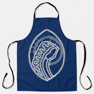 Blessed Virgin Mary, white lace, navy blue Apron