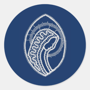 Blessed Virgin Mary, white lace, navy blue Classic Round Sticker