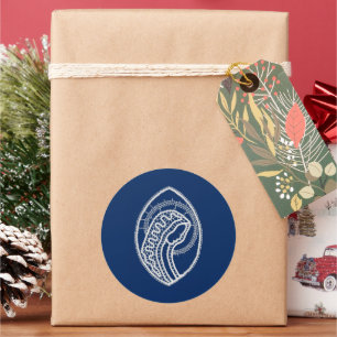 Blessed Virgin Mary, white lace, navy blue Classic Round Sticker