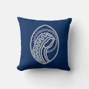Blessed Virgin Mary, white lace, navy blue Cushion