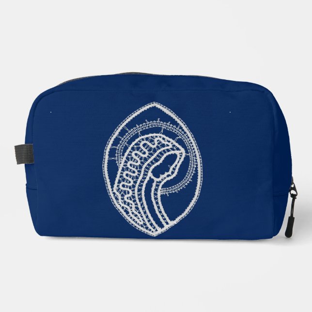 Blessed Virgin Mary, white lace, navy blue Dopp Kit (Front)