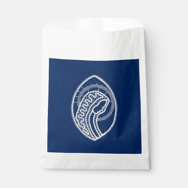 Blessed Virgin Mary, white lace, navy blue Favour Bags (Front)