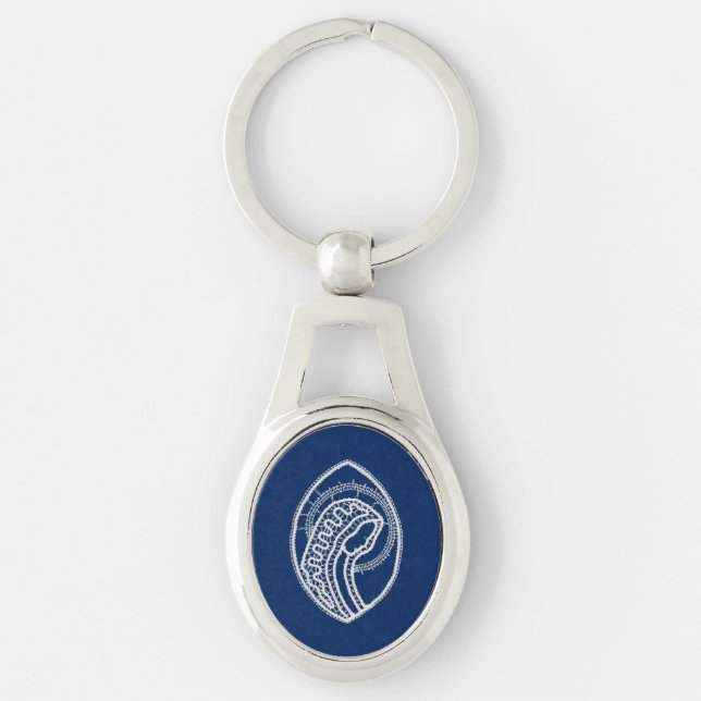 Blessed Virgin Mary, white lace, navy blue Key Ring (Front)