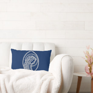 Blessed Virgin Mary, white lace, navy blue Lumbar Cushion