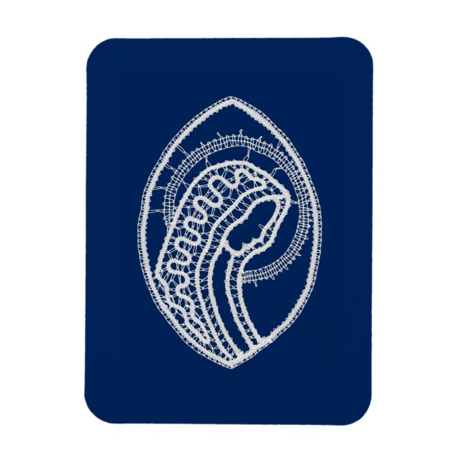 Blessed Virgin Mary, white lace, navy blue Magnet (Vertical)