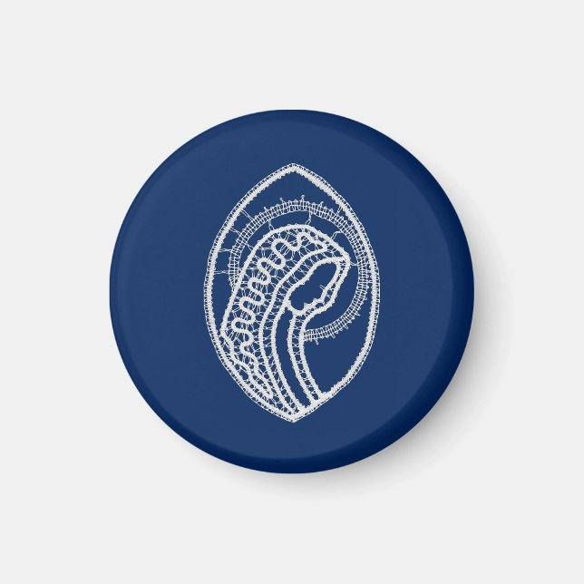 Blessed Virgin Mary, white lace, navy blue Magnet (Front)