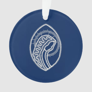 Blessed Virgin Mary, white lace, navy blue Ornament