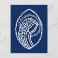 Blessed Virgin Mary, white lace, navy blue