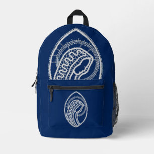Blessed Virgin Mary, white lace, navy blue Printed Backpack