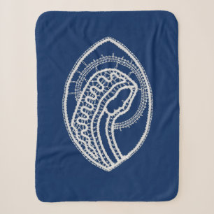 Blessed Virgin Mary, white lace, navy blue Sherpa Blanket